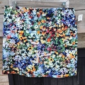Andrea Jovine Women's Size 8 A Line Floral Mini Skirt Lined Cotton  Spandex NEW
